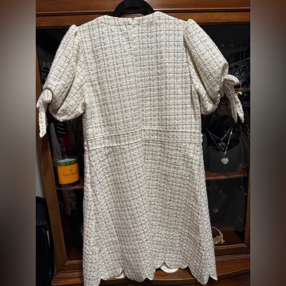 Simply Southern Cream Puff Sleeve Sheath Dress for Work - Picture 4 of 4